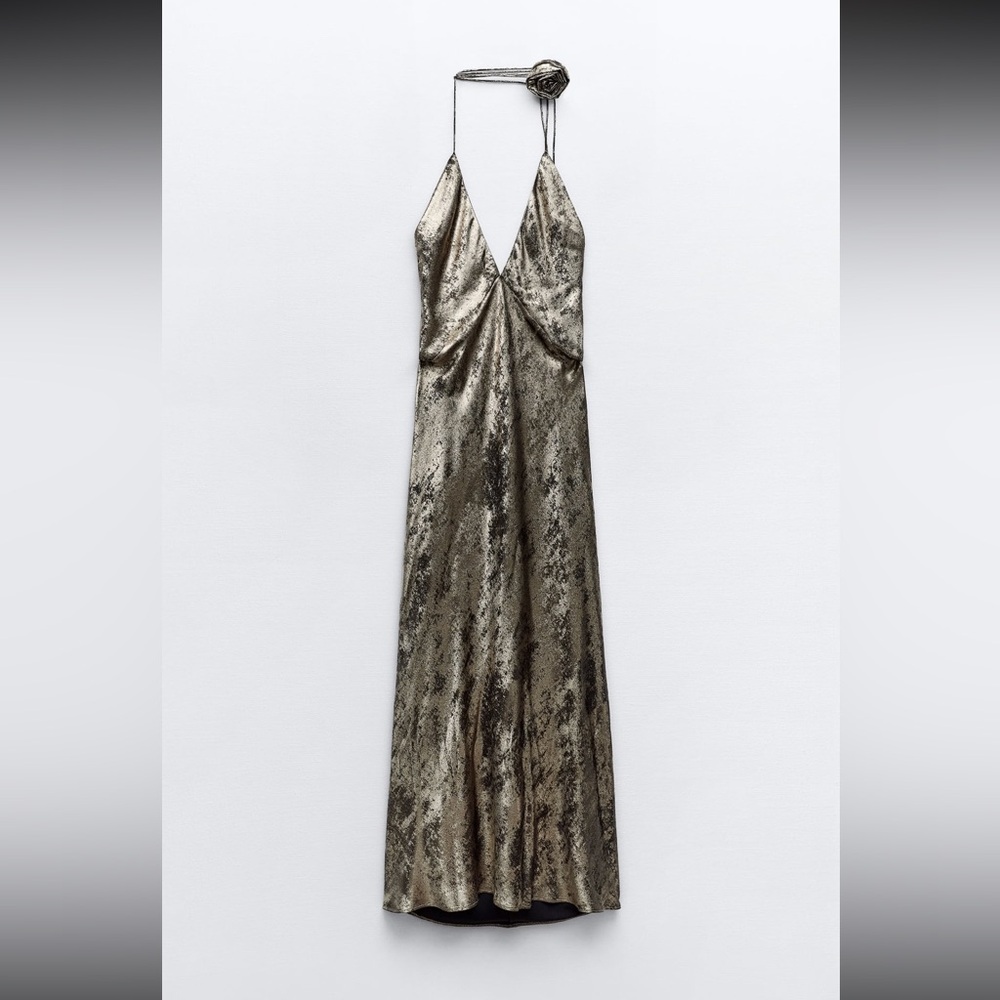 Zara limited edition floral foil celeb style long dress
